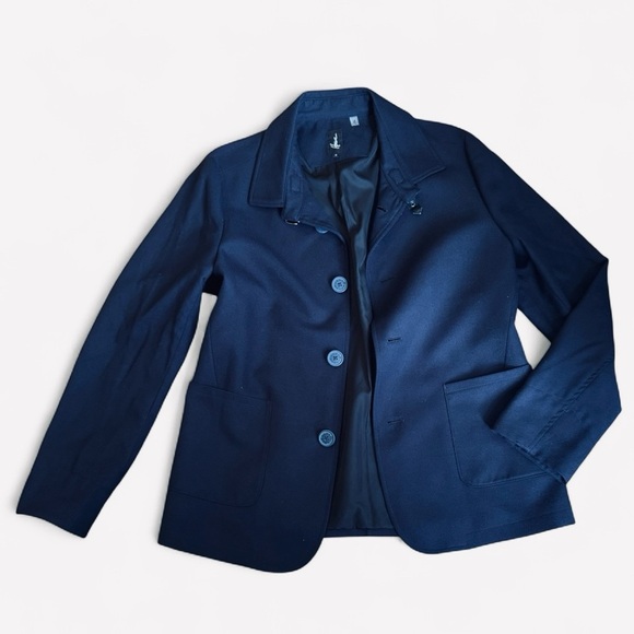 HOWE Navy Blue Minimalist Blazer - Utilitarian Vibe Buckle Detail - Men’s Small - Picture 7 of 11